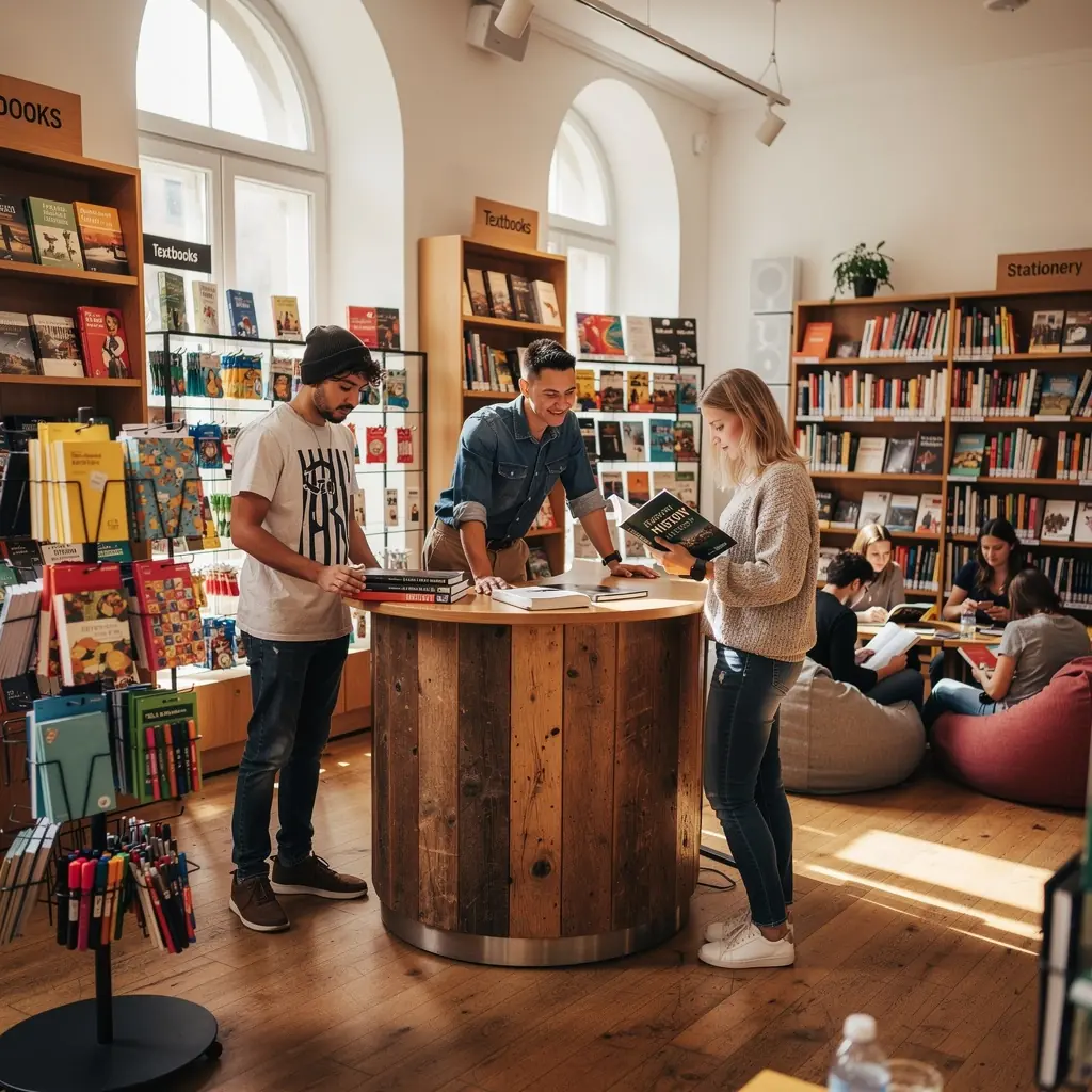 Eine Regale voller Lehrbücher für verschiedene Studienrichtungen.