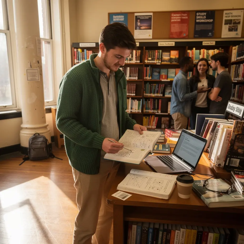 Ein Plakat, das spezielle Angebote für Lehrbücher und Schulbedarf bewirbt.